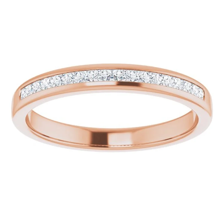 Elegant Gold Engagement Rings For Brides-14K Rose 3/8 CTW Natural Diamond Band