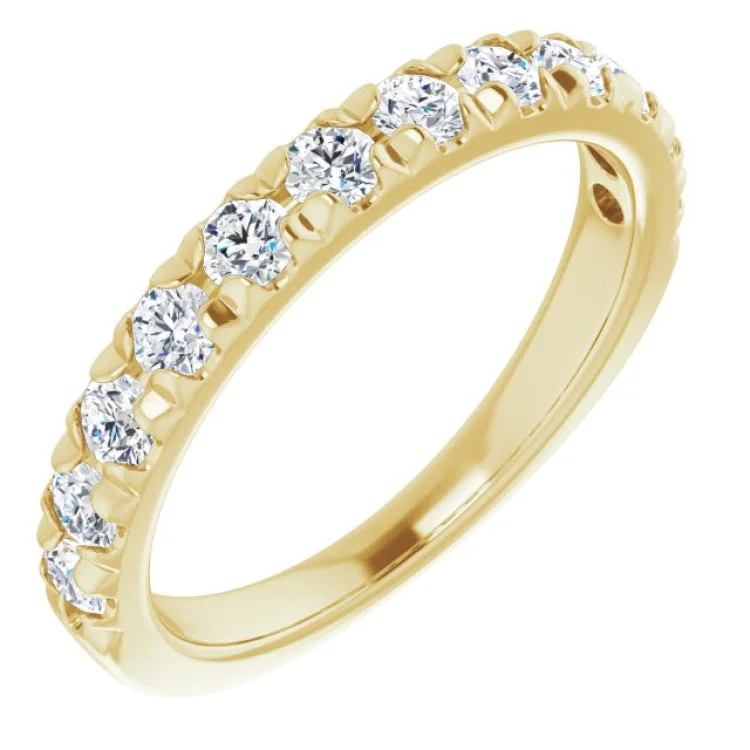 Custom Ring Sets For Couples-14K Yellow 3/4 CTW Natural Diamond French-Set Anniversary Band