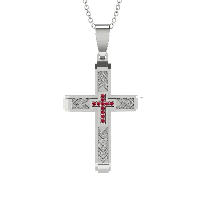 Dainty Pearl Necklace For Elegant Look-High-Quality Elegant Openwork Ruby Gold Cross Necklace - Jordan No. 30