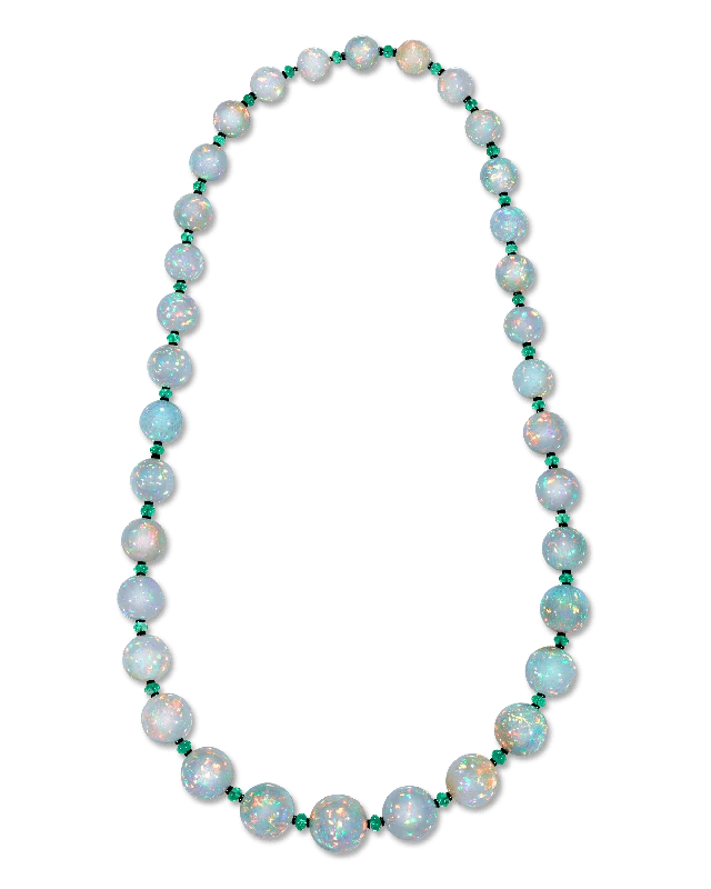 Personalized Infinity Necklace For Couple Gifts-Ethiopian Opal Bead Necklace, 680.00 Carats