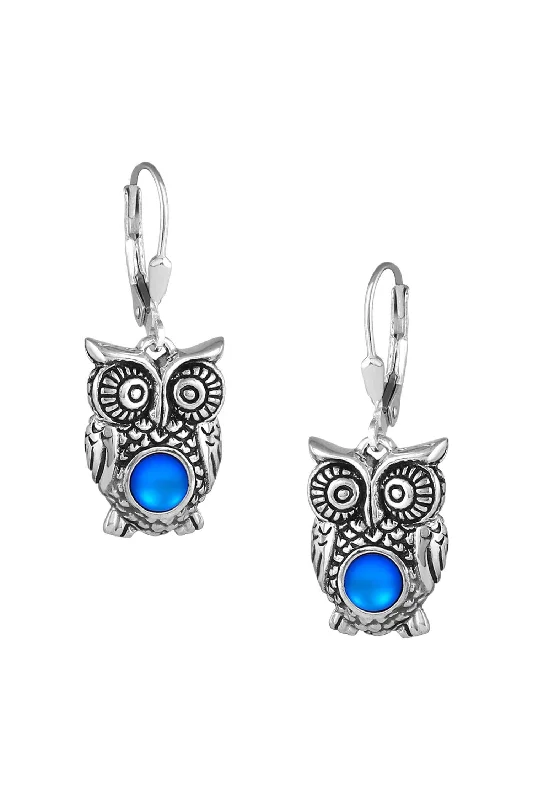 Fancy Earrings For Prom-Sterling Silver Owl Earrings