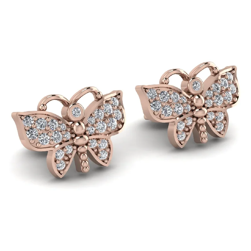 Round Drop Earrings For Women-Butterfly-Inspired Gold Earrings With Stunning Diamond - Sage No. 2