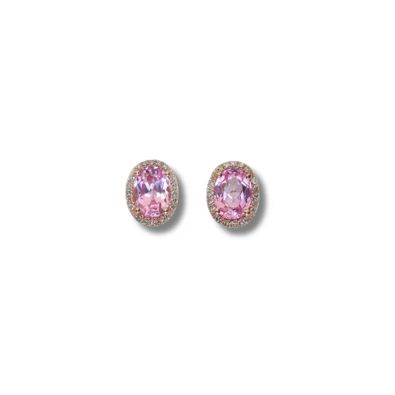 Pearl Earrings With Gold Finish-14K Rose Gold Diamond 2.5G Pink Stone Earrings