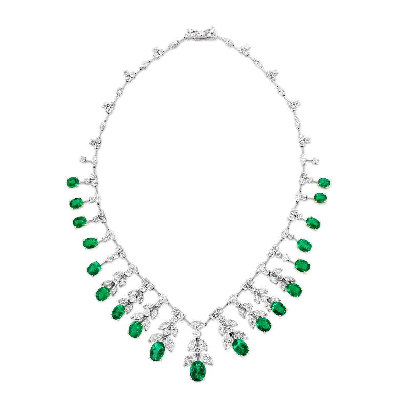 Handmade Crystal Necklace For Weddings-Colombian Emerald Necklace, 24.37 carats