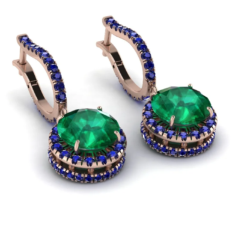 Simple Gemstone Earrings For Office-Hidden Halo Emerald Hoop Earrings - Catalina No. 65