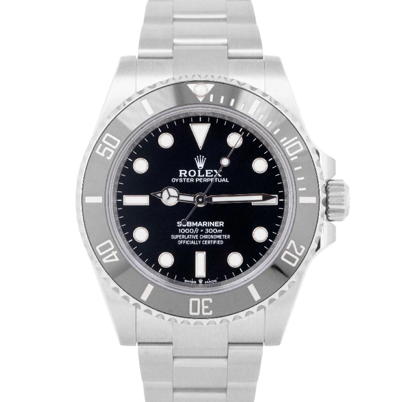 Watches With GPS Tracking For Adventurers-NEW UNWORN PAPERS Rolex Submariner No-Date 41mm 124060 LN Stainless Watch BOX