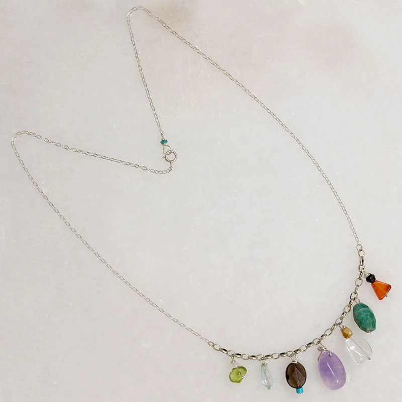 Trendy Chain Necklace For Casual Wear-Energetic Gemstone & Sterling Silver Necklace by Brin