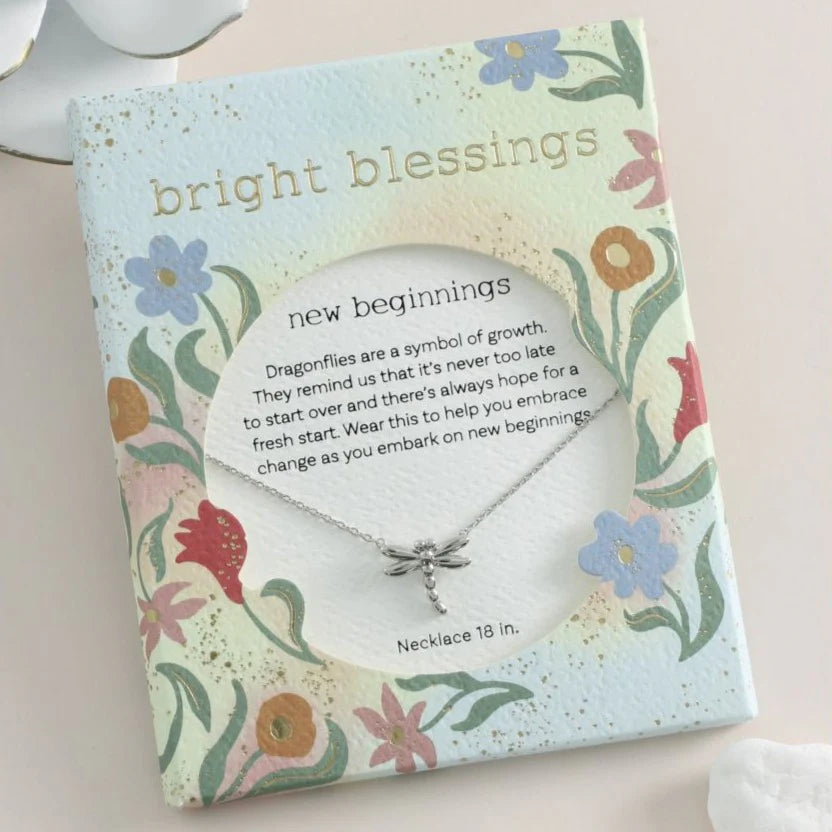 Elegant Crystal Pendant Necklace For Weddings-Bright Blessings Necklace-Dragonfly-Silver