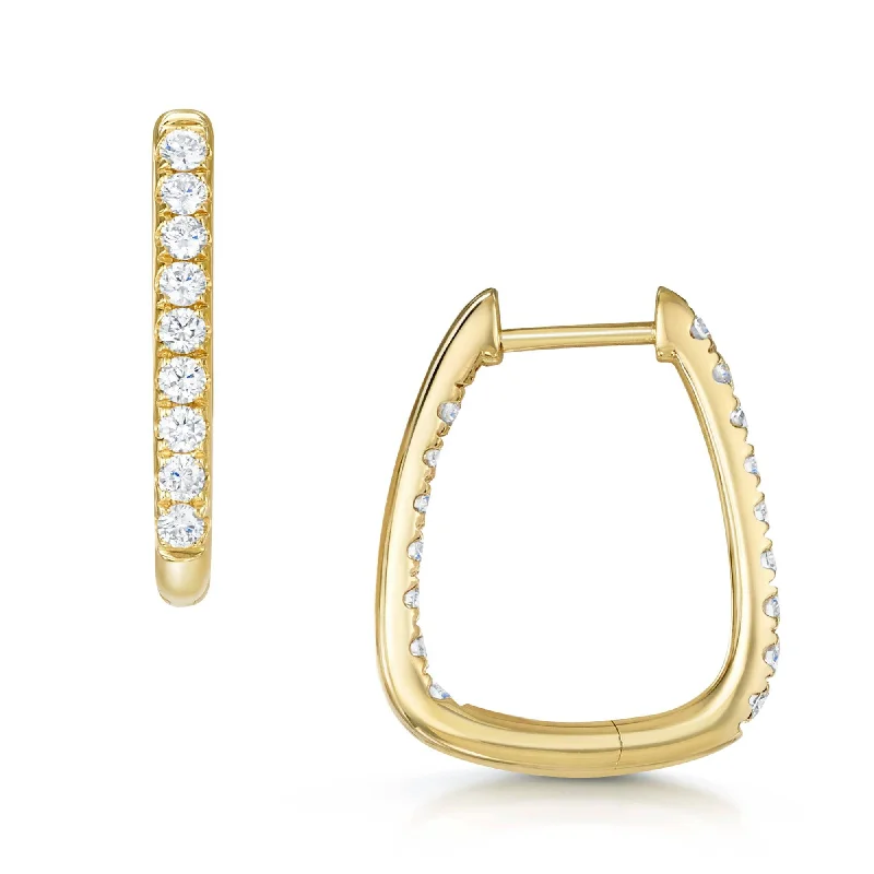 Cute Earrings With Natural Stones-18ct Yellow Gold Round Brilliant Cut Diamond Hoop Earrings