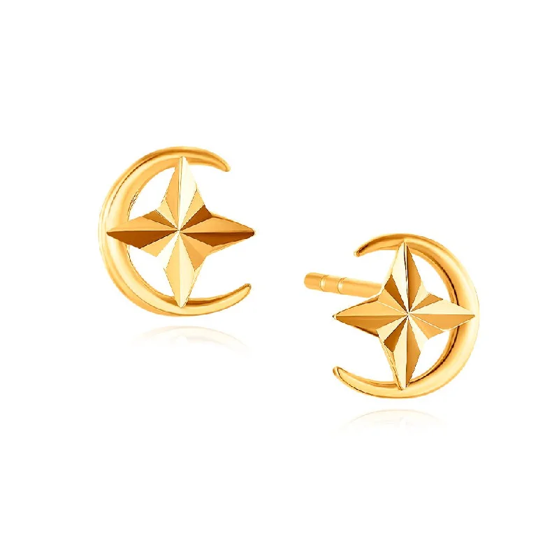 Custom Earrings For Holiday Gifts-916 Gold Star Bright Stud Earrings