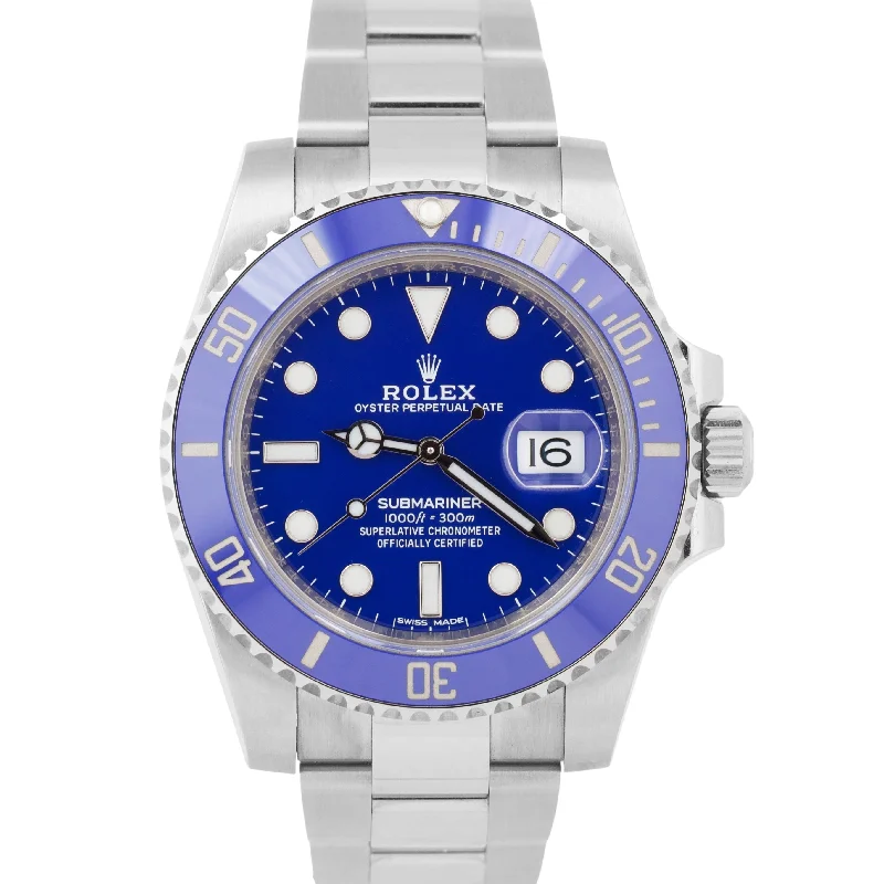 Elegant Women’s Watches For Evening Events-NEAR NOS 2019 PAPERS Rolex Submariner 40mm Gold SMURF Blue Ceramic 116619 LB BOX