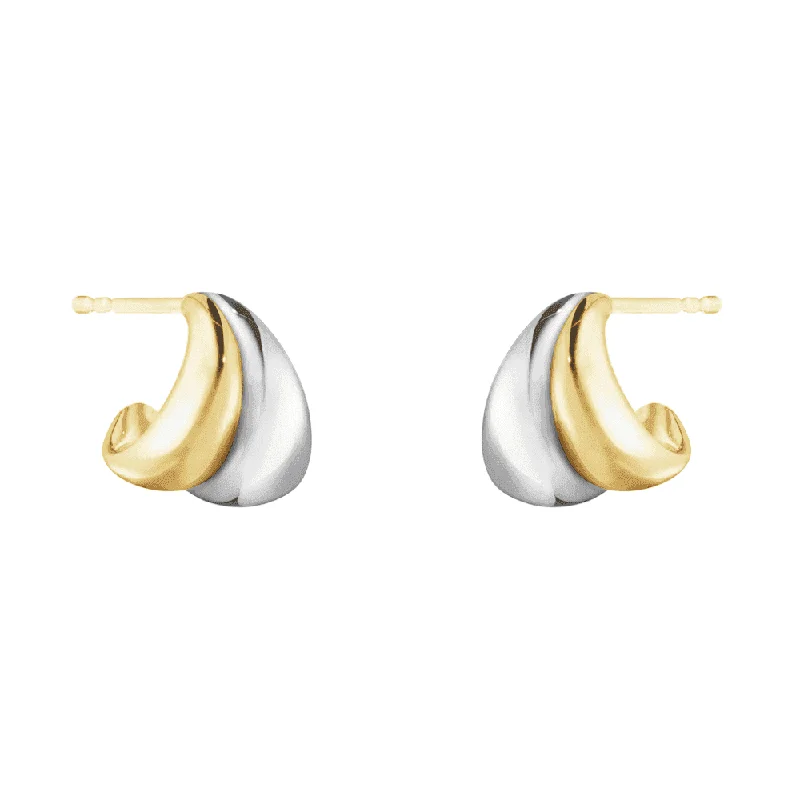 Classic Pearl Stud Earrings-Curve Sterling Silver & 18ct Yellow Gold Small Hoop Stud Earrings