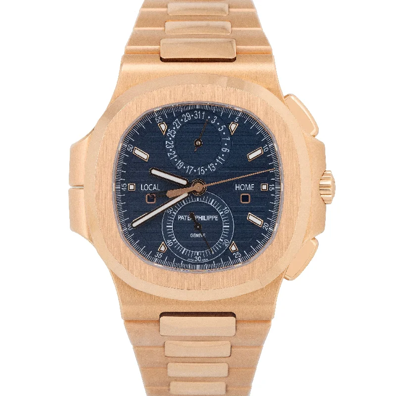 Luxury Watches For Special Occasions-Patek Philippe Nautilus 40.5mm Rose Gold Travel Time Chronograph 5990/1R-001 B+P