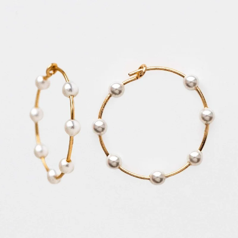 Vintage-Inspired Earrings With Pearls-Molly Petite Hoop Earrings