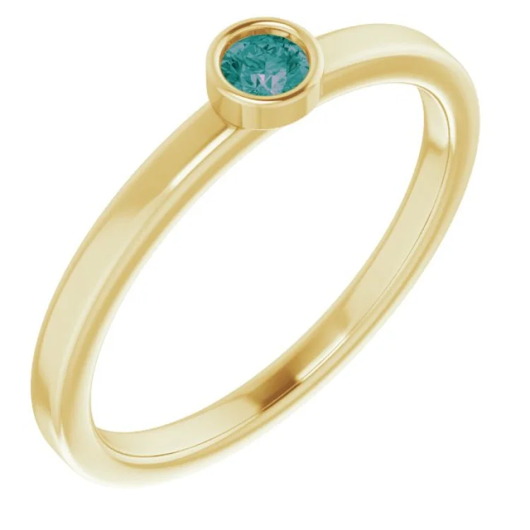 Elegant Rose Gold Rings For Engagement-14K Yellow 3 mm Natural Alexandrite Ring