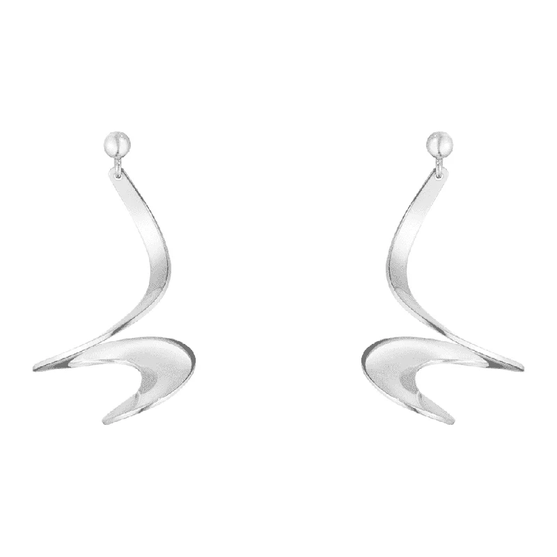 Large Hoops For Trendy Look-Moebius Silver Drop Earrings