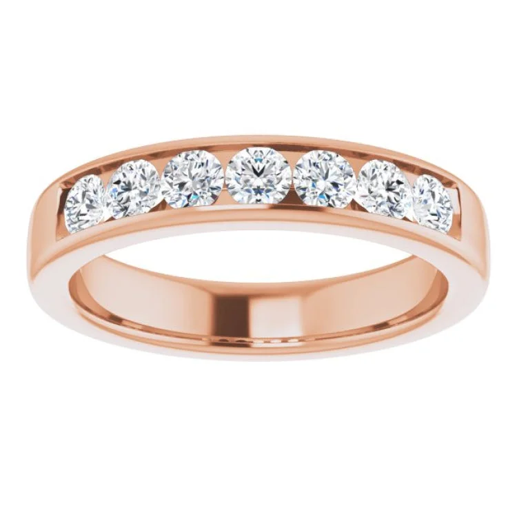 Unique Wedding Rings For Couples-14K Rose 1 CTW Natural Diamond Band