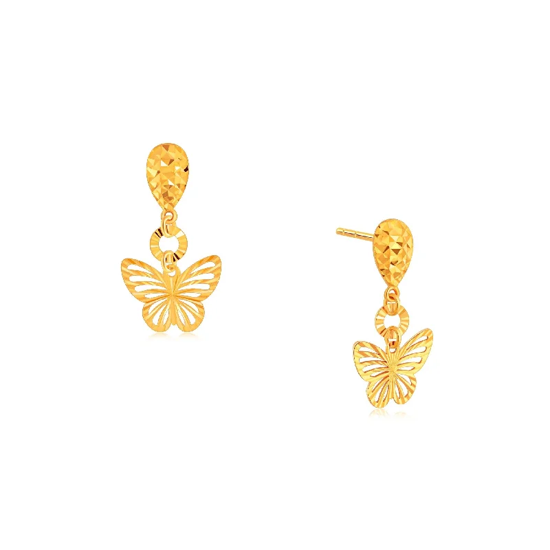 Sparkling Crystal Earrings For Glam Look-916 Gold Wings of Delight Earrings