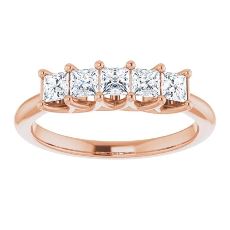 Elegant Gemstone Rings For Engagement-14K Rose 5/8 CTW Natural Diamond Anniversary Band