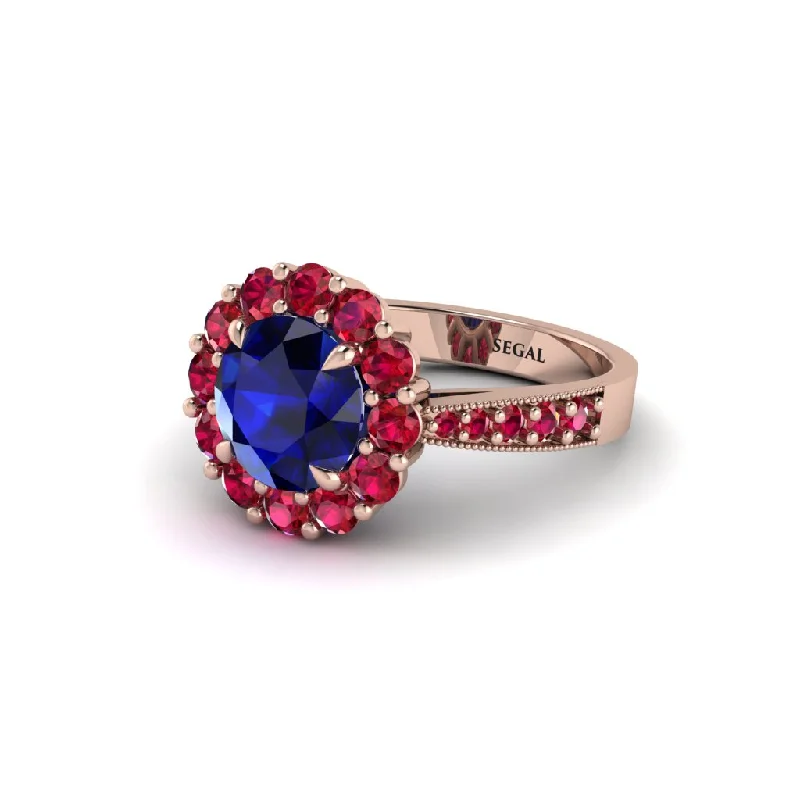 Simple Personalized Rings For Daily Style-Ruby Round Halo Engagement Ring - Unity No. 59