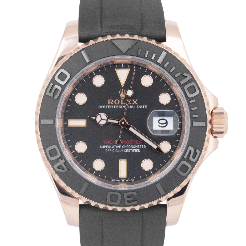 Unique Watches For Collectors-MINT PAPERS Rolex Yacht-Master 18K Everose Gold Oysterflex 40mm 126655 BOX