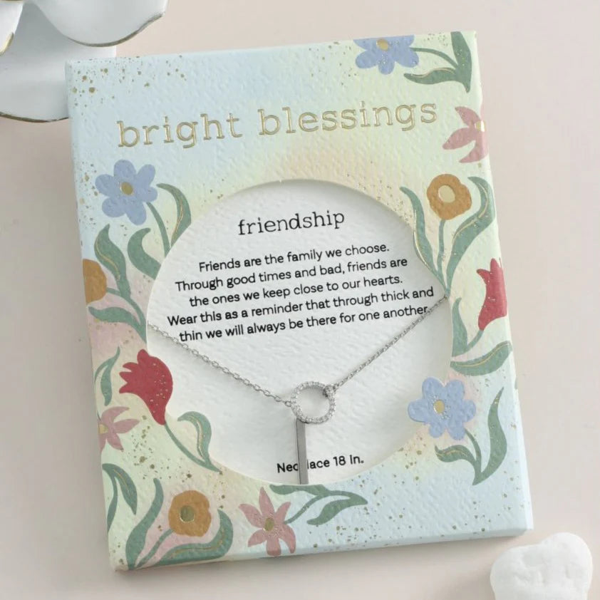 Custom Birthstone Necklace For Special Occasions-Bright Blessings Necklace-Circle & Bar-Silver