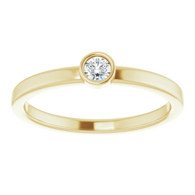 Trendy Custom Rings For Bridesmaids-14K Yellow 1/10 CT Natural Diamond Ring