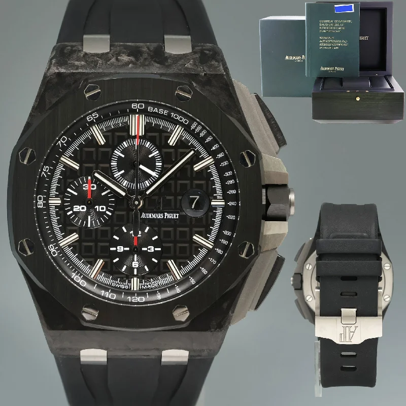 Luxury Watches With Sapphire Glass-PAPERS Audemars Piguet Royal Oak Offshore Ceramic Carbon 26400au 44mm Watch