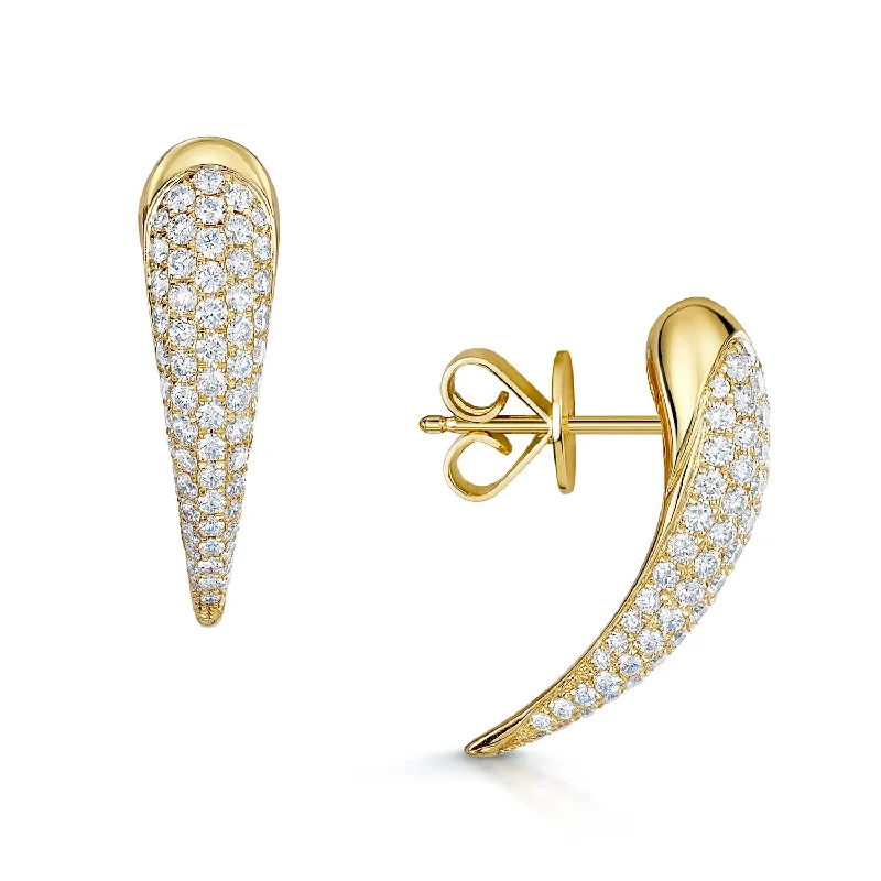 Trendy Earrings For Women Over 30-Ember Collection 18ct Yellow Gold Full Pave Diamond Set Earrings