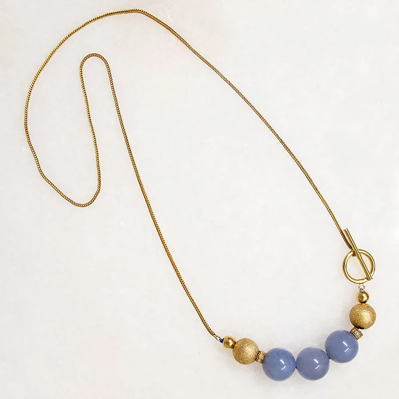 Trendy Chain Necklace For Fashion-Chalcedony, Gold, & Diamond Bead Necklace by Ancient Influences