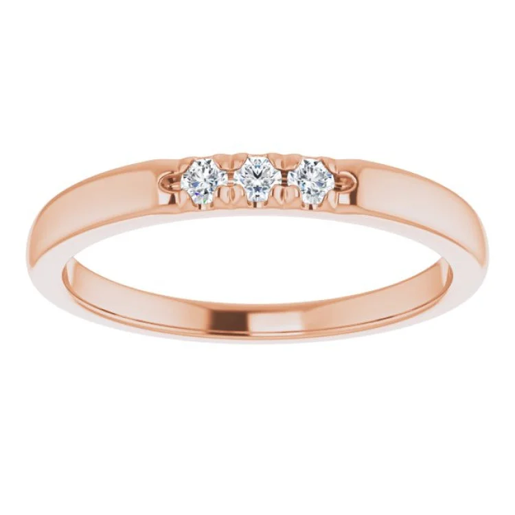 Elegant Gold Rings For Engagement Day-14K Rose .08 CTW Natural Diamond Anniversary Band