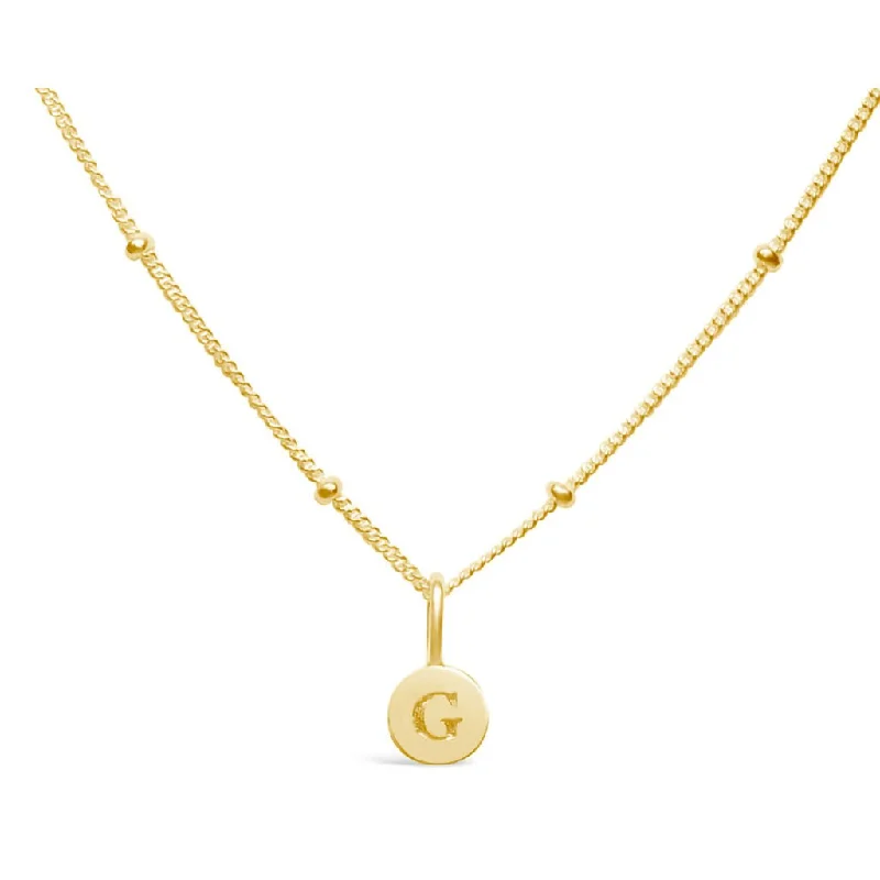 Vintage Pearl Necklace For Brides-Stia : Love Letter "G" Mini Disk Necklace in Gold