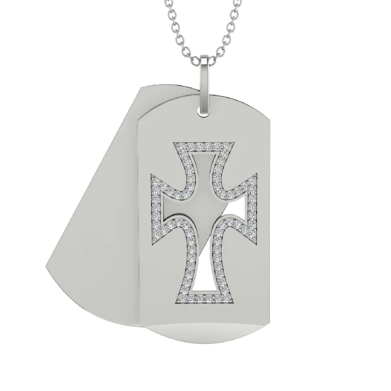 Custom Pendant Necklace For Couples-Exquisite Military-Inspired Cross Diamond Gold Necklace - Louis No. 3