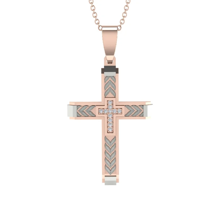 Dainty Diamond Necklace For Elegant Look-High-Quality Elegant Openwork Diamond Gold Cross Necklace - Jordan No. 7