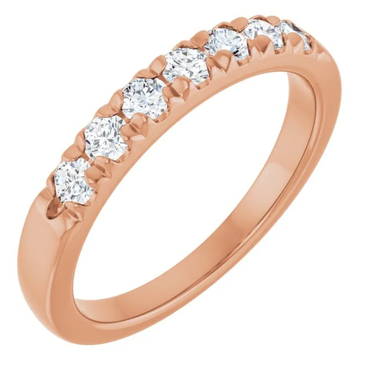 Bohemian Wedding Rings For Brides-14K Rose 3/8 CTW Lab-Grown Diamond Anniversary Band