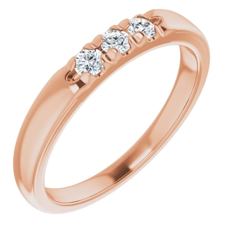 Elegant Rose Gold Rings For Bridesmaids-14K Rose 1/5 CTW Natural Diamond Anniversary Band