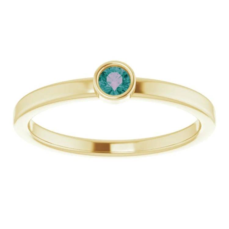 Trendy Engagement Rings With Colored Gemstones-14K Yellow 3 mm Lab-Grown Alexandrite Ring