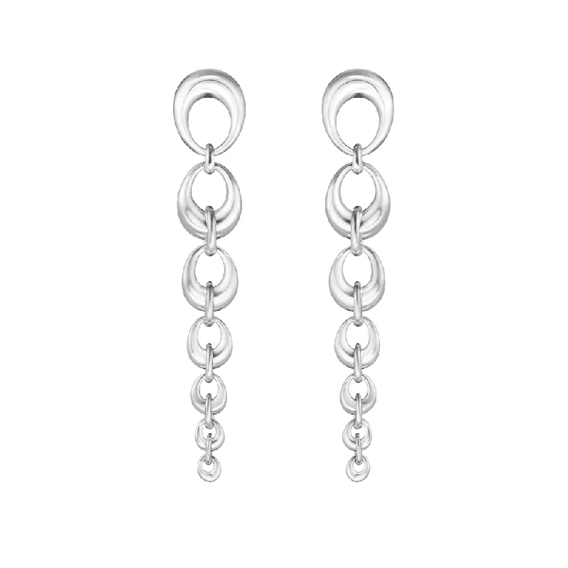 Elegant Sapphire Earrings-Offspring Silver Long Drop Earrings