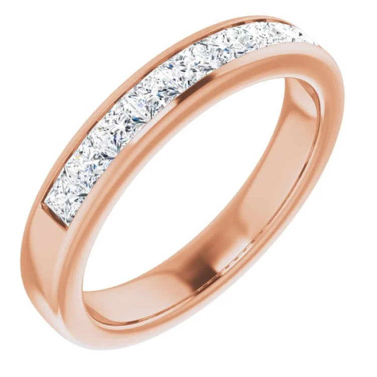 Luxury Silver Rings For Bridal Jewelry-14K Rose 1 1/6 CTW Natural Diamond Band