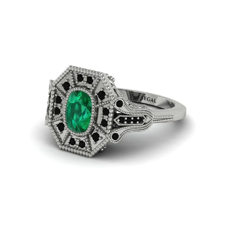 Simple Personalized Rings For Daily Style-Emerald Cushion Cut Art Deco Engagement Ring - Alicia No. 36