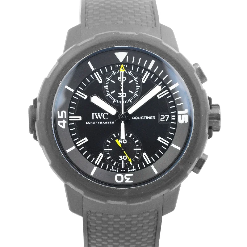 Elegant Watches For Evening Wear-IWC Aquatimer Chronograph Galapagos Island 45mm BLACK Steel Rubber IW379502