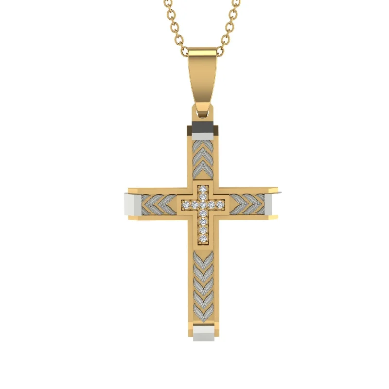 Classic Gold Chain Necklace For Bridesmaids-High-Quality Elegant Openwork Diamond Gold Cross Necklace - Jordan No. 5