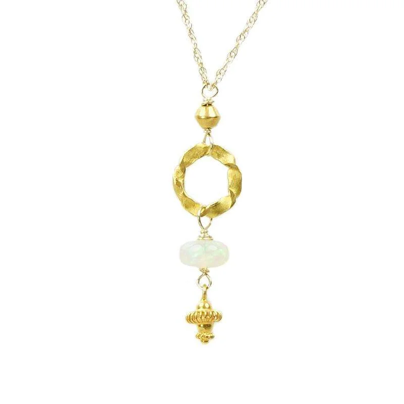 Dainty Gemstone Necklace For Casual Style-Twisted O Necklace with Opal by brunet