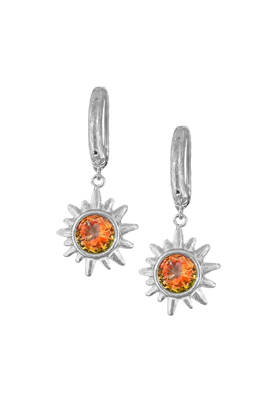 Colorful Crystal Earrings For Events-ACJ - Sunburst Crystal Earrings