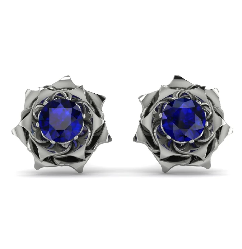 Silver Chain Earrings For Fashion-A lady's Rose Sapphire Earrings- Elena no. 15