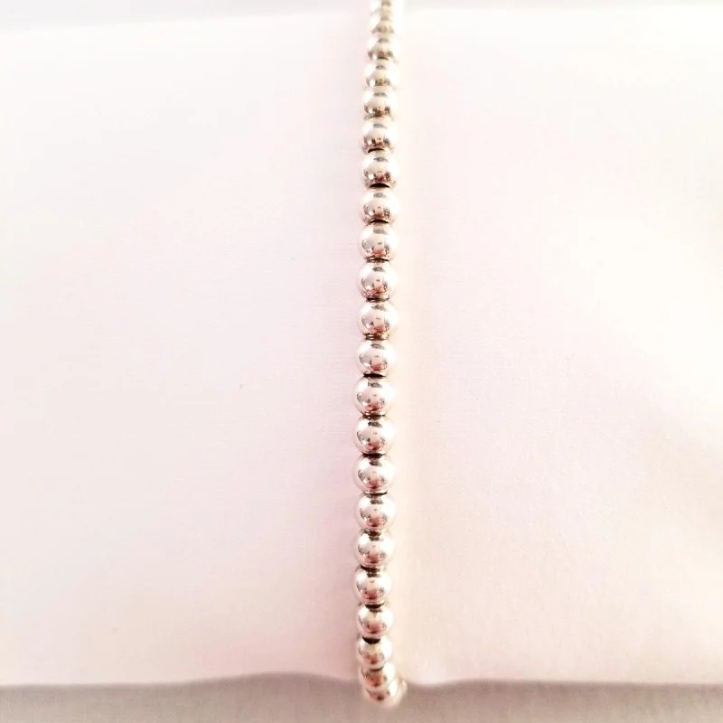 Elegant Wedding Bracelets For Brides-Beaded Silver Bracelet