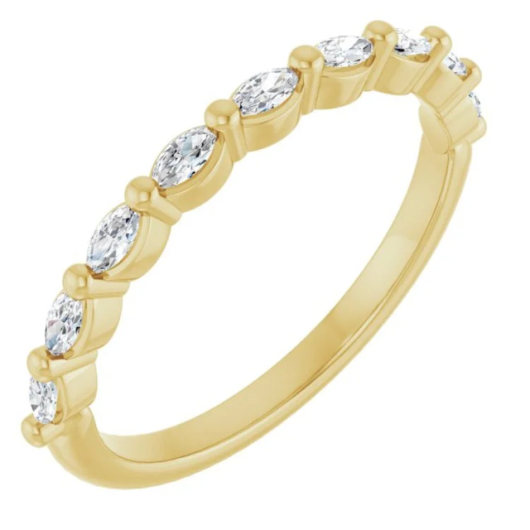 Elegant Pearl Rings For Bridesmaids-14K Yellow 1/4 CTW Lab-Grown Diamond Anniversary Band