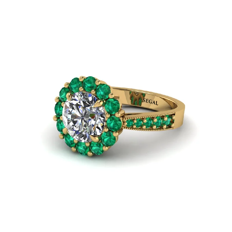 Custom Engagement Rings For Unique Proposals-Emerald Round Halo Engagement Ring - Unity No. 16