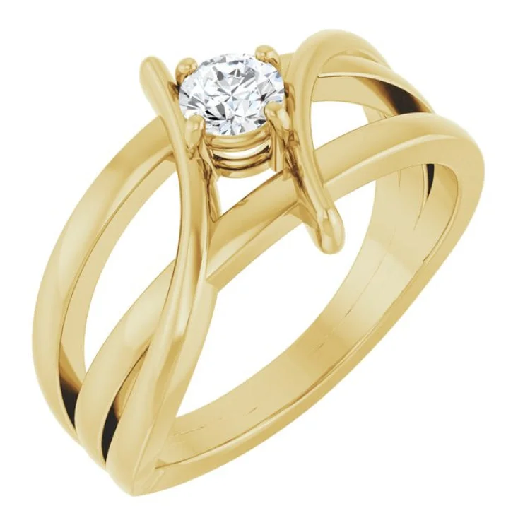 Simple Solitaire Rings For Engagement-14K Yellow 1/4 CT Lab-Grown Diamond Ring