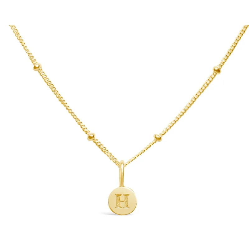 Trendy Chain Necklace For Fashion-Stia : Love Letter "H" Mini Disk Necklace in Gold